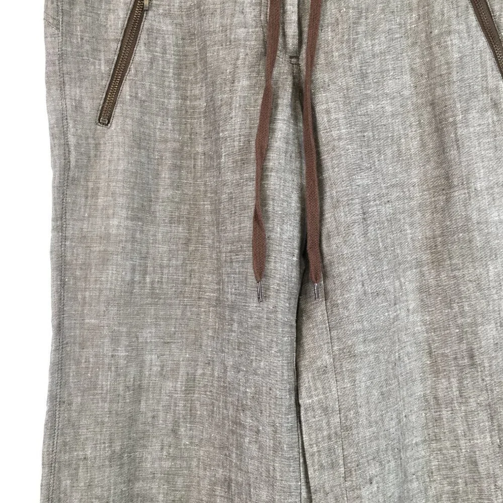 H & M Zippered Pockets Wide Leg Linen Pants Size 6